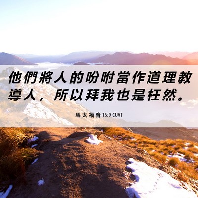 Picture 06 - 馬 太 福 音 15:9 CUVT - 他 們 將 人 的 吩 咐 當 作 道 理 教 - Bible Verse Picture