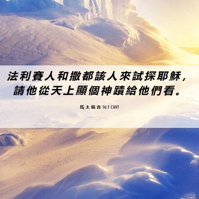 Picture 06 - 馬 太 福 音 16:1 CUVT - 法 利 賽 人 和 撒 都 該 人 來 試 探 - Bible Verse Picture