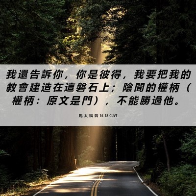 Picture 06 - 馬 太 福 音 16:18 CUVT - 我 還 告 訴 你 ， 你 是 彼 得 ， 我 - Bible Verse Picture