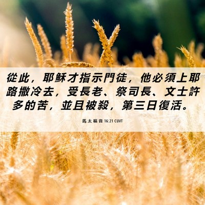Picture 06 - 馬 太 福 音 16:21 CUVT - 從 此 ， 耶 穌 才 指 示 門 徒 ， 他 - Bible Verse Picture