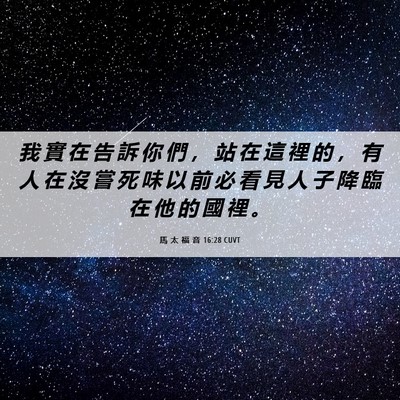Picture 06 - 馬 太 福 音 16:28 CUVT - 我 實 在 告 訴 你 們 ， 站 在 這 裡 - Bible Verse Picture