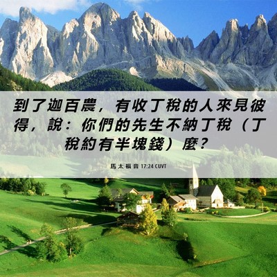Picture 06 - 馬 太 福 音 17:24 CUVT - 到 了 迦 百 農 ， 有 收 丁 稅 的 人 - Bible Verse Picture