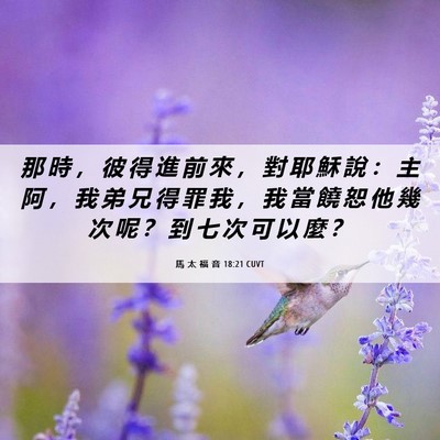 Picture 06 - 馬 太 福 音 18:21 CUVT - 那 時 ， 彼 得 進 前 來 ， 對 耶 穌 - Bible Verse Picture