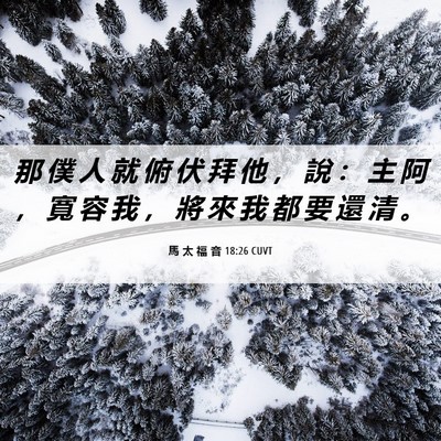 Picture 06 - 馬 太 福 音 18:26 CUVT - 那 僕 人 就 俯 伏 拜 他 ， 說 ： 主 - Bible Verse Picture