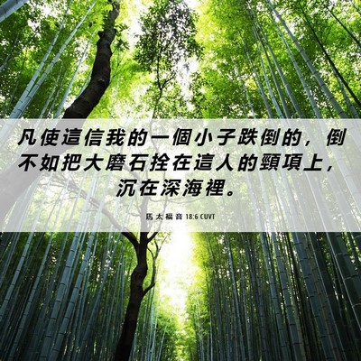 Picture 06 - 馬 太 福 音 18:6 CUVT - 凡 使 這 信 我 的 一 個 小 子 跌 倒 - Bible Verse Picture