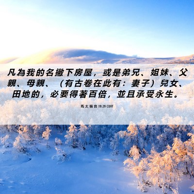 Picture 06 - 馬 太 福 音 19:29 CUVT - 凡 為 我 的 名 撇 下 房 屋 ， 或 是 - Bible Verse Picture