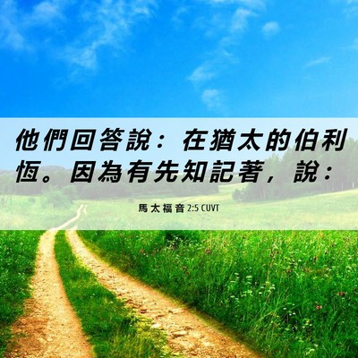Picture 06 - 馬 太 福 音 2:5 CUVT - 他 們 回 答 說 ： 在 猶 太 的 伯 利 - Bible Verse Picture