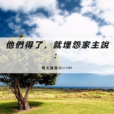 Picture 06 - 馬 太 福 音 20:11 CUVT - 他 們 得 了 ， 就 埋 怨 家 主 說 - Bible Verse Picture
