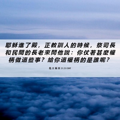Picture 06 - 馬 太 福 音 21:23 CUVT - 耶 穌 進 了 殿 ， 正 教 訓 人 的 時 - Bible Verse Picture