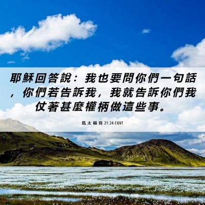 Picture 06 - 馬 太 福 音 21:24 CUVT - 耶 穌 回 答 說 ： 我 也 要 問 你 們 - Bible Verse Picture