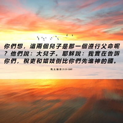 Picture 06 - 馬 太 福 音 21:31 CUVT - 你 們 想 ， 這 兩 個 兒 子 是 那 一 - Bible Verse Picture