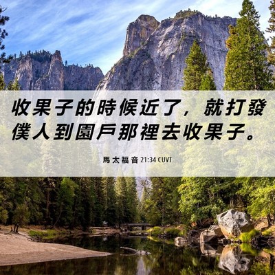 Picture 06 - 馬 太 福 音 21:34 CUVT - 收 果 子 的 時 候 近 了 ， 就 打 發 - Bible Verse Picture