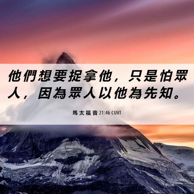 Picture 06 - 馬 太 福 音 21:46 CUVT - 他 們 想 要 捉 拿 他 ， 只 是 怕 眾 - Bible Verse Picture
