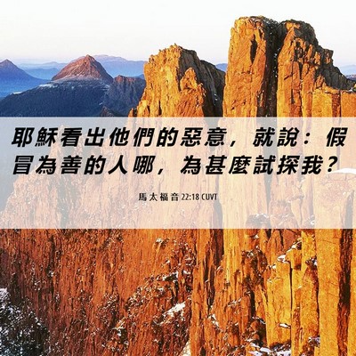 Picture 06 - 馬 太 福 音 22:18 CUVT - 耶 穌 看 出 他 們 的 惡 意 ， 就 說 - Bible Verse Picture