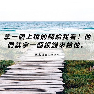 Picture 06 - 馬 太 福 音 22:19 CUVT - 拿 一 個 上 稅 的 錢 給 我 看 ！ 他 - Bible Verse Picture