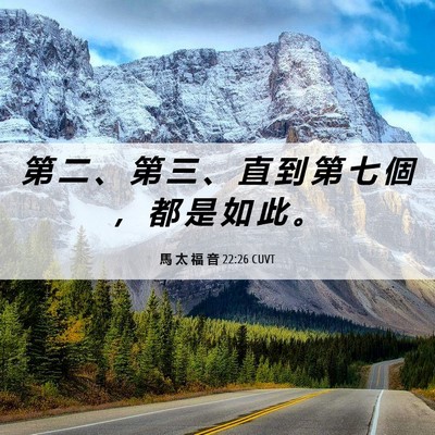 Picture 06 - 馬 太 福 音 22:26 CUVT - 第 二 、 第 三 、 直 到 第 七 個 ， - Bible Verse Picture