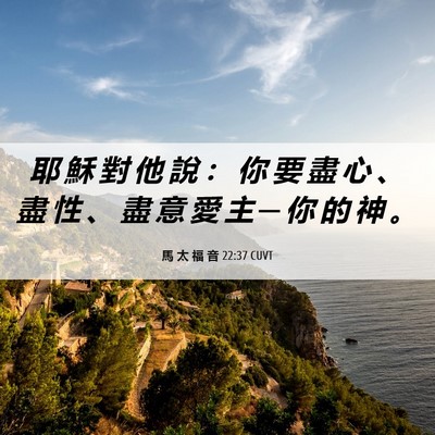 Picture 06 - 馬 太 福 音 22:37 CUVT - 耶 穌 對 他 說 ： 你 要 盡 心 、 盡 - Bible Verse Picture