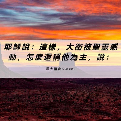 Picture 06 - 馬 太 福 音 22:43 CUVT - 耶 穌 說 ： 這 樣 ， 大 衛 被 聖 靈 - Bible Verse Picture
