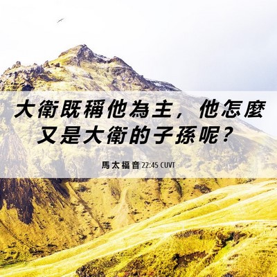 Picture 06 - 馬 太 福 音 22:45 CUVT - 大 衛 既 稱 他 為 主 ， 他 怎 麼 又 - Bible Verse Picture