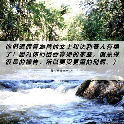 Picture 06 - 馬 太 福 音 23:14 CUVT - 你 們 這 假 冒 為 善 的 文 士 和 法 - Bible Verse Picture