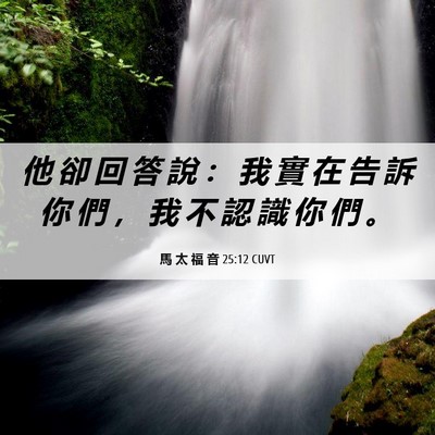Picture 06 - 馬 太 福 音 25:12 CUVT - 他 卻 回 答 說 ： 我 實 在 告 訴 你 - Bible Verse Picture
