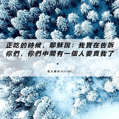 Picture 06 - 馬 太 福 音 26:21 CUVT - 正 吃 的 時 候 ， 耶 穌 說 ： 我 實 - Bible Verse Picture