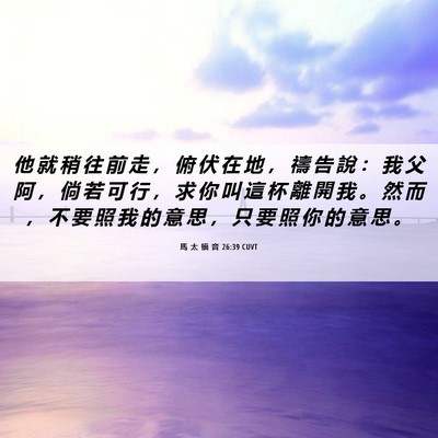 Picture 06 - 馬 太 福 音 26:39 CUVT - 他 就 稍 往 前 走 ， 俯 伏 在 地 ， - Bible Verse Picture