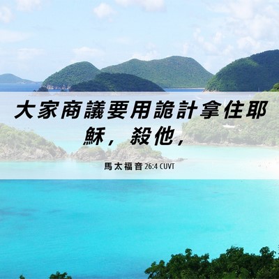 Picture 06 - 馬 太 福 音 26:4 CUVT - 大 家 商 議 要 用 詭 計 拿 住 耶 穌 - Bible Verse Picture