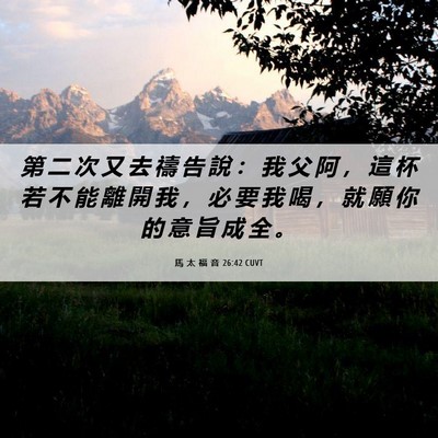 Picture 06 - 馬 太 福 音 26:42 CUVT - 第 二 次 又 去 禱 告 說 ： 我 父 阿 - Bible Verse Picture