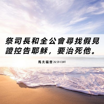 Picture 06 - 馬 太 福 音 26:59 CUVT - 祭 司 長 和 全 公 會 尋 找 假 見 證 - Bible Verse Picture