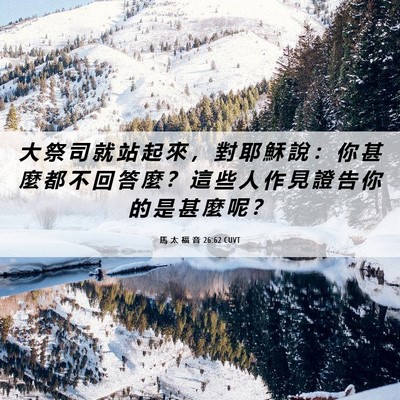 Picture 06 - 馬 太 福 音 26:62 CUVT - 大 祭 司 就 站 起 來 ， 對 耶 穌 說 - Bible Verse Picture