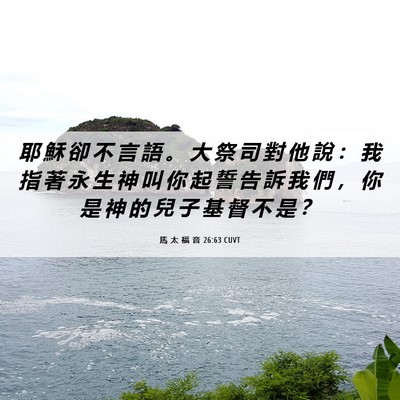 Picture 06 - 馬 太 福 音 26:63 CUVT - 耶 穌 卻 不 言 語 。 大 祭 司 對 他 - Bible Verse Picture