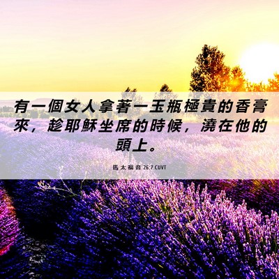 Picture 06 - 馬 太 福 音 26:7 CUVT - 有 一 個 女 人 拿 著 一 玉 瓶 極 貴 - Bible Verse Picture