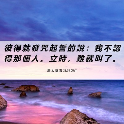Picture 06 - 馬 太 福 音 26:74 CUVT - 彼 得 就 發 咒 起 誓 的 說 ： 我 不 - Bible Verse Picture