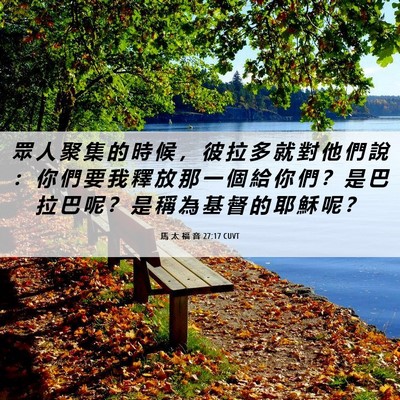 Picture 06 - 馬 太 福 音 27:17 CUVT - 眾 人 聚 集 的 時 候 ， 彼 拉 多 就 - Bible Verse Picture
