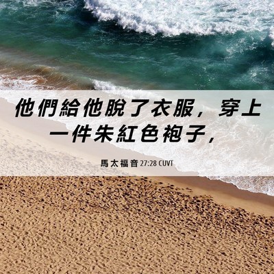 Picture 06 - 馬 太 福 音 27:28 CUVT - 他 們 給 他 脫 了 衣 服 ， 穿 上 一 - Bible Verse Picture