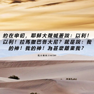Picture 06 - 馬 太 福 音 27:46 CUVT - 約 在 申 初 ， 耶 穌 大 聲 喊 著 說 - Bible Verse Picture