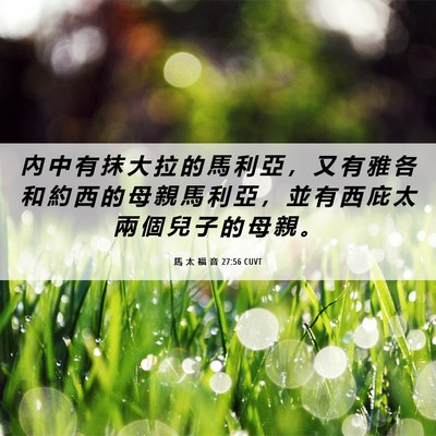 Picture 06 - 馬 太 福 音 27:56 CUVT - 內 中 有 抹 大 拉 的 馬 利 亞 ， 又 - Bible Verse Picture
