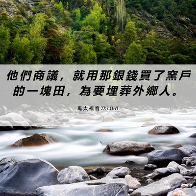Picture 06 - 馬 太 福 音 27:7 CUVT - 他 們 商 議 ， 就 用 那 銀 錢 買 了 - Bible Verse Picture