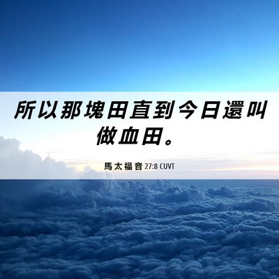 Picture 06 - 馬 太 福 音 27:8 CUVT - 所 以 那 塊 田 直 到 今 日 還 叫 做 - Bible Verse Picture