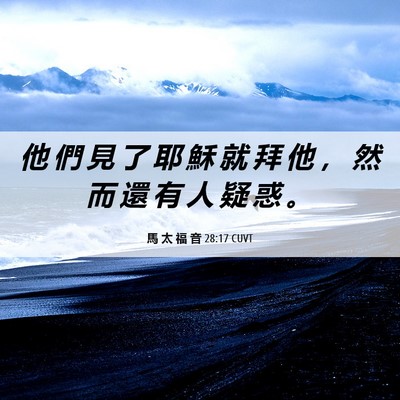Picture 06 - 馬 太 福 音 28:17 CUVT - 他 們 見 了 耶 穌 就 拜 他 ， 然 而 - Bible Verse Picture