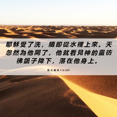 Picture 06 - 馬 太 福 音 3:16 CUVT - 耶 穌 受 了 洗 ， 隨 即 從 水 裡 上 - Bible Verse Picture