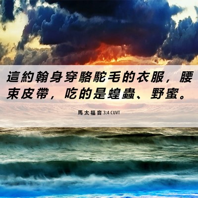 Picture 06 - 馬 太 福 音 3:4 CUVT - 這 約 翰 身 穿 駱 駝 毛 的 衣 服 ， - Bible Verse Picture