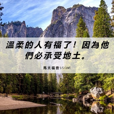 Picture 06 - 馬 太 福 音 5:5 CUVT - 溫 柔 的 人 有 福 了 ！ 因 為 他 們 - Bible Verse Picture