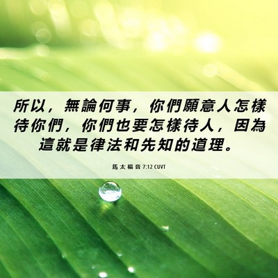 Picture 06 - 馬 太 福 音 7:12 CUVT - 所 以 ， 無 論 何 事 ， 你 們 願 意 - Bible Verse Picture