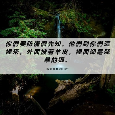 Picture 06 - 馬 太 福 音 7:15 CUVT - 你 們 要 防 備 假 先 知 。 他 們 到 - Bible Verse Picture