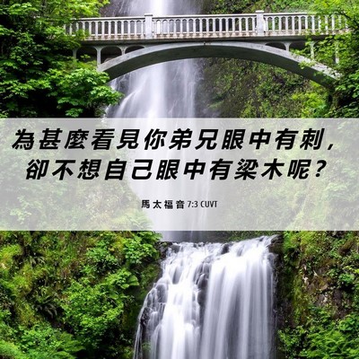 Picture 06 - 馬 太 福 音 7:3 CUVT - 為 甚 麼 看 見 你 弟 兄 眼 中 有 刺 - Bible Verse Picture