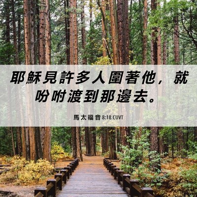 Picture 06 - 馬 太 福 音 8:18 CUVT - 耶 穌 見 許 多 人 圍 著 他 ， 就 吩 - Bible Verse Picture
