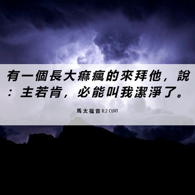 Picture 06 - 馬 太 福 音 8:2 CUVT - 有 一 個 長 大 痲 瘋 的 來 拜 他 ， - Bible Verse Picture