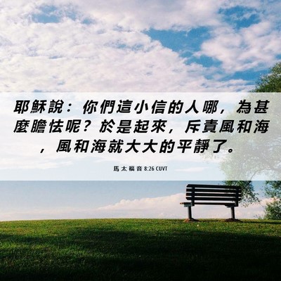 Picture 06 - 馬 太 福 音 8:26 CUVT - 耶 穌 說 ： 你 們 這 小 信 的 人 哪 - Bible Verse Picture